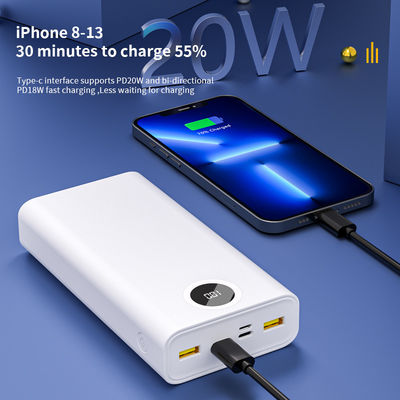 30000mAh 전원 뱅크 블랙 화이트 PD22.5W 타입 C 출력