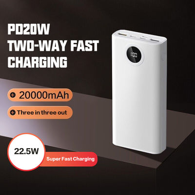 PD 20W 22.5W 파워 뱅크 ABS PC와 함께 포터블 충전 솔루션을 위한 생동감 있는 블루 화이트 컬러