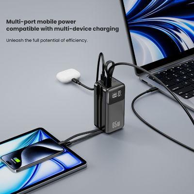 휴대용 충전기 파워뱅크 노트북용 65W, 4 출력 USB C 내장 케이블과 함께 휴대용 여행 충전기